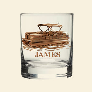 Pontoon Personalized 11oz Round Drinking Glass, Personalized Gifts For Sea Lover 01pgta230925-Homacus