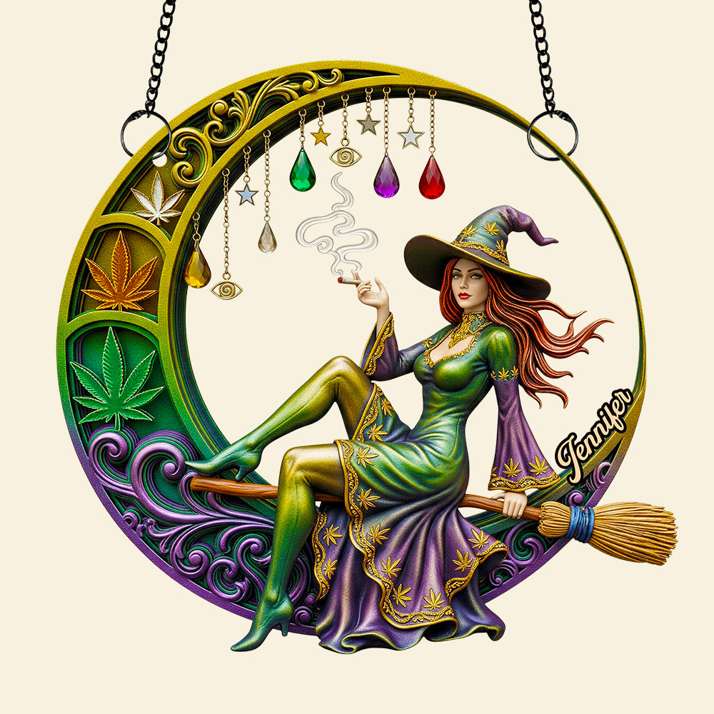 Chill Broom Girl Suncatcher Ornament Personalized Gifts for Fantasy Lovers 03NADT230725-Homacus