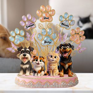 Cute Paw Tree Acrylic Plaque - Personalized Gifts For Dog & Cat Lovers 02QHLU280625-Homacus