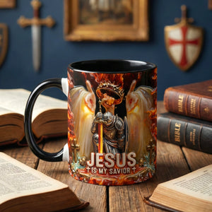 Kneel Templar Knight Warrior & Jesus Savior Accent Mug, Personalized Gifts For Christians 03qhqn210126-Homacus