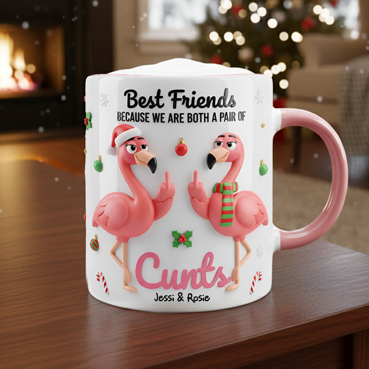 Flamingo Besties Accent Mug - Personalized Gifts For Besties 05NALU151125-Homacus
