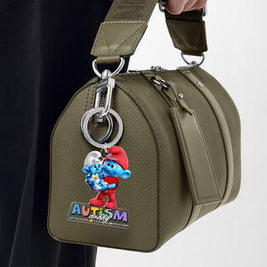 Personalized Gifts For Autism Dad Keychain Daddy Holding Her Baby 051TGLU220225-Homacus