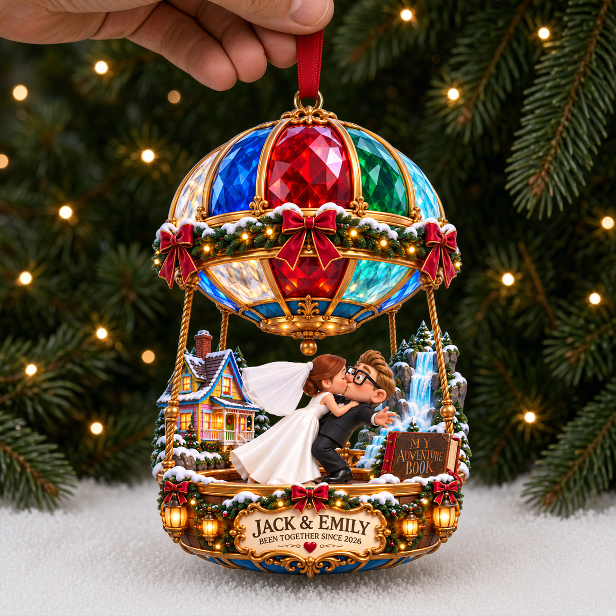 Hot Air Balloon Couple Ornament - Personalized Gifts For Couple Christmas Ornament 02HALU240926-Homacus