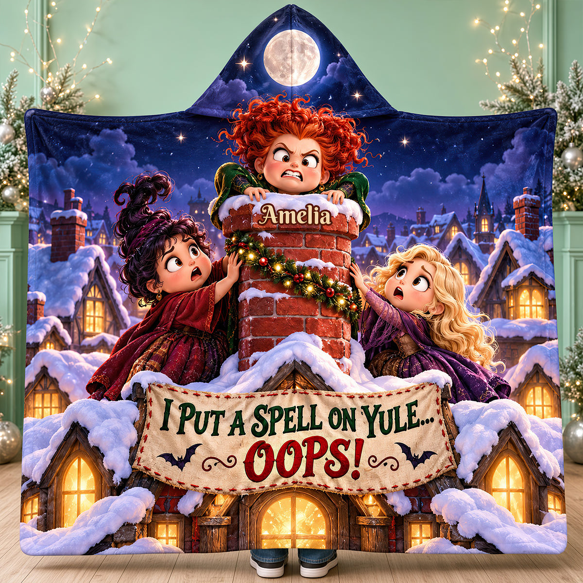Macabre Spell Sisters Whimsical Christmas Night Hood Blanket - Personalized Christmas Gifts 05hadt241026-Homacus