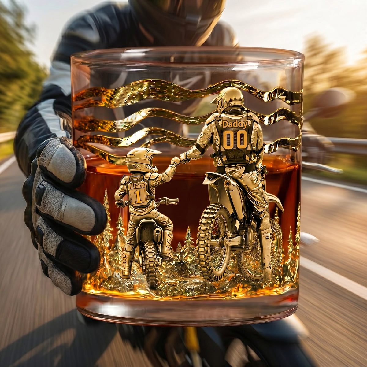 Dad Dirt Bike Round Glass - Personalized Gifts For Dad 05tglu140526-Homacus