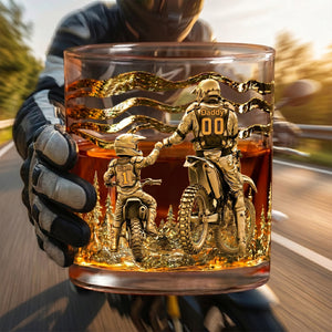 Dad Dirt Bike Round Glass - Personalized Gifts For Dad 05tglu140526-Homacus