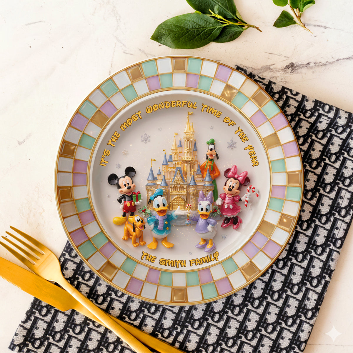 Magical Family Ceramic Round Plate - Personalized Gift For Family 03PGLU101025-Homacus