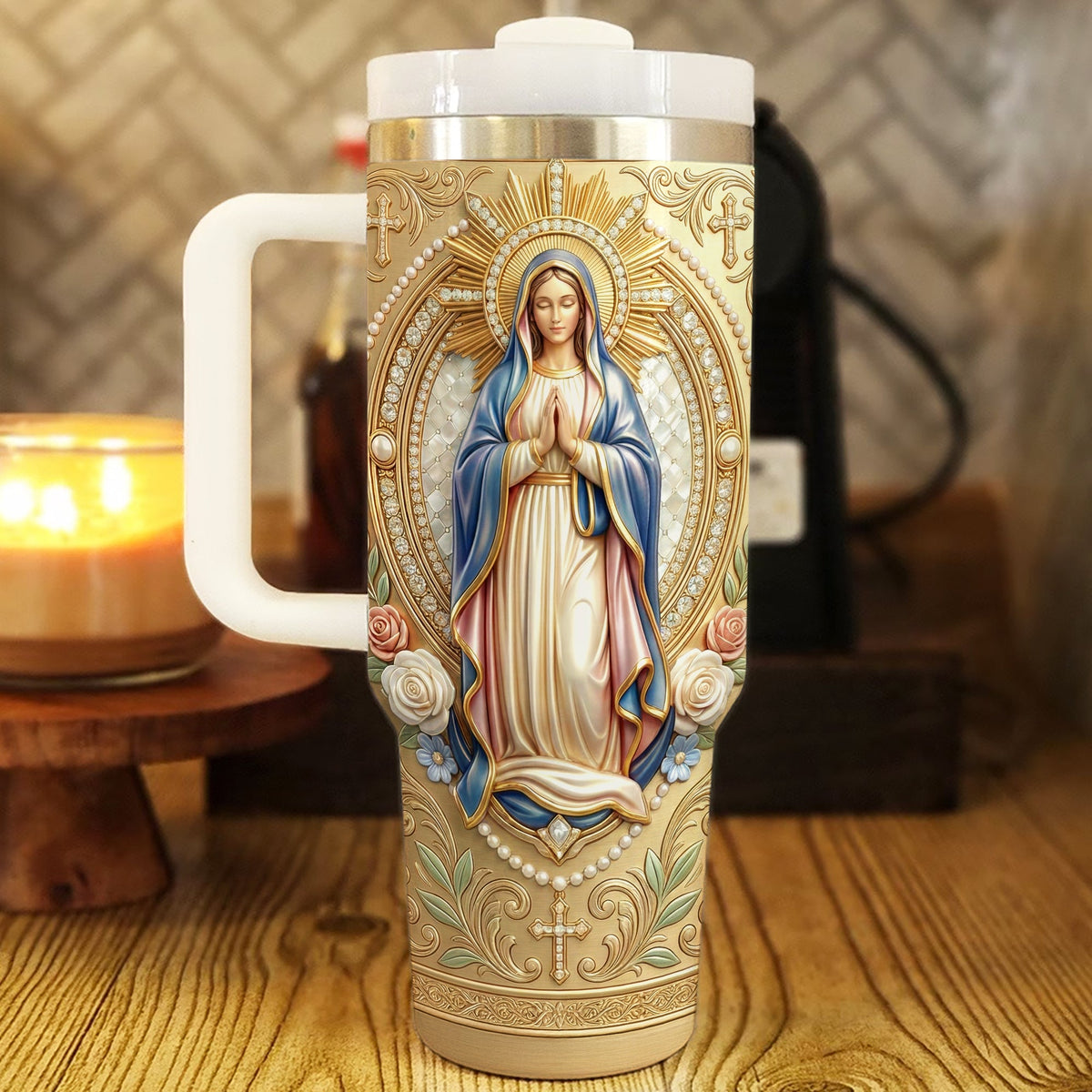 Virgin Mary Tumbler - Personalized Gifts For Christian Tumbler 01NAQN130226-Homacus