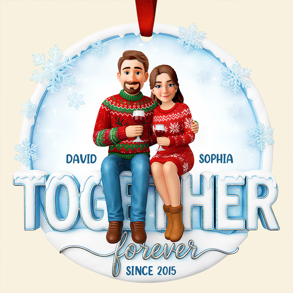 Couple Forever Christmas Ornament Personalized Gifts For Couple 01HUDT271025-Homacus
