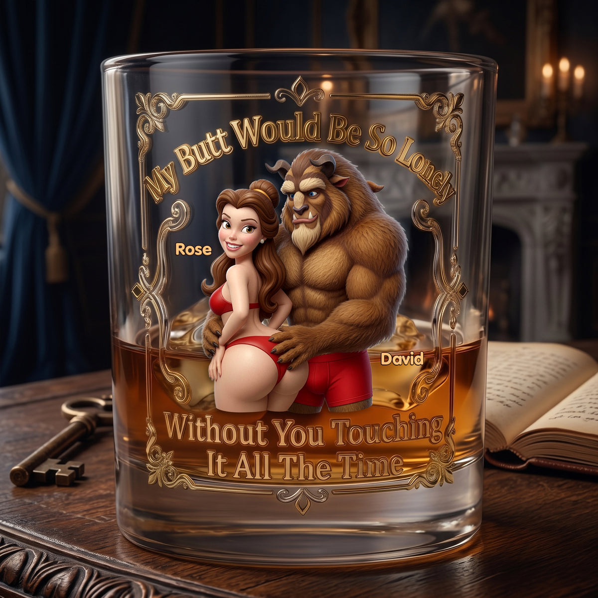 Naughty Fairytale Couple Round Glass - Personalized Gift For Couples 05OHLU290626-Homacus