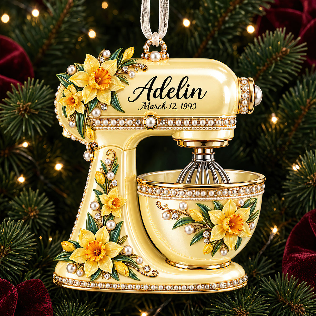 Birth Month Flower Baking Mixer Ornament - Personalized Christmas Gifts For Baking Lovers 02qhdt120926-Homacus