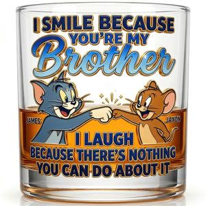 Funny Sibling Round Glass - Personalized Gifts For Brothers 03NADT100626-Homacus