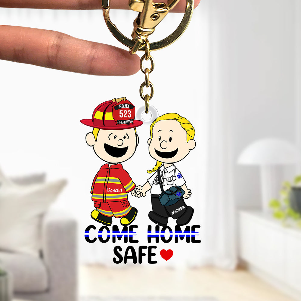 Personalized Gifts For Couple Keychain, Come Home Safe Custom Job Costume 02QHQN130125-Homacus