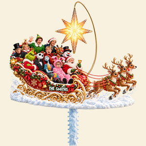 Fantastical Ride In Santa's Sleigh Tree Topper - Personalized Christmas Gifts 06ohdt191026-Homacus