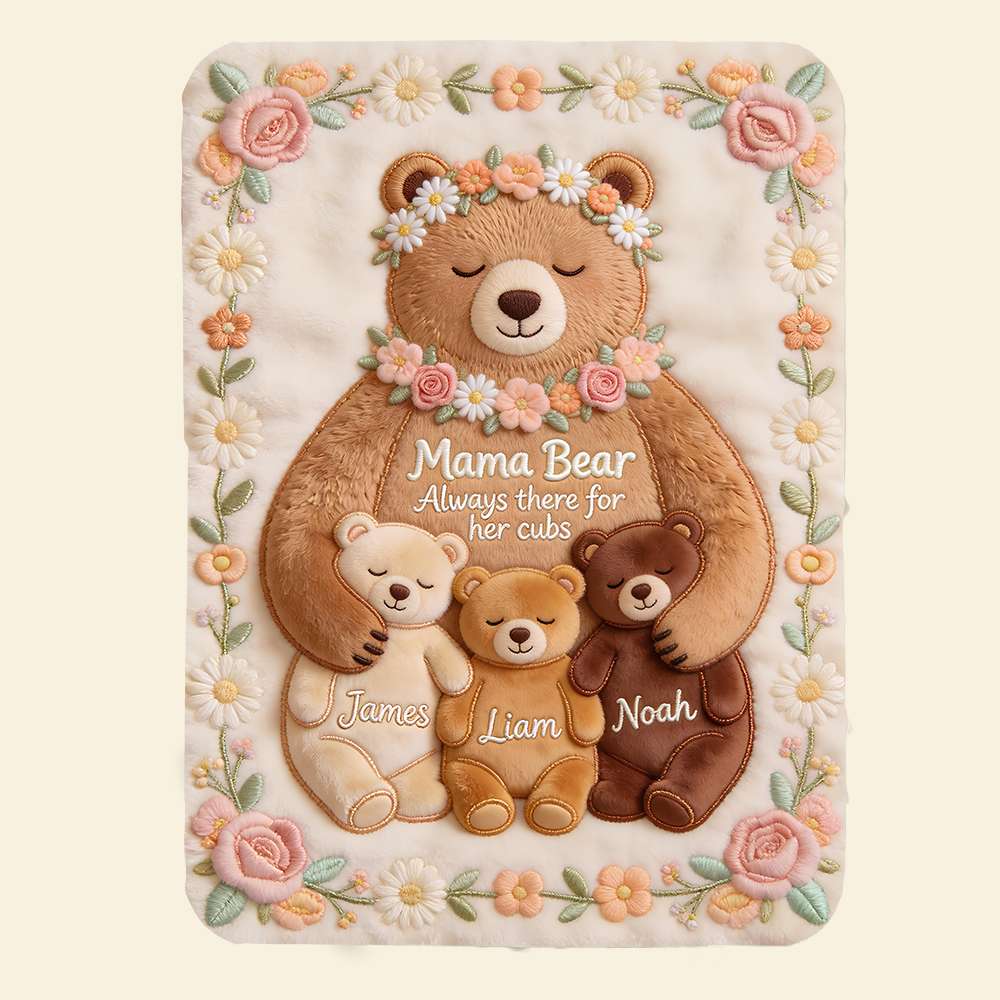 Mama Bear Blanket Personalized Gifts For Mom 01PGDT160326-Homacus