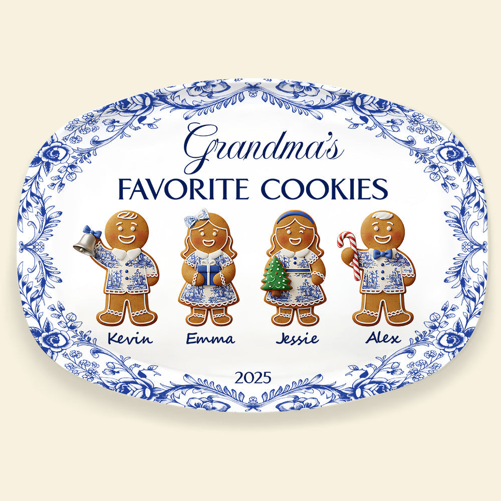 Grandma's Cookies - Personalized Christmas Gifts - Toile De Jouy Blue Floral Plate 02pgta290925-Homacus