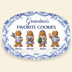 Grandma's Cookies - Personalized Christmas Gifts - Toile De Jouy Blue Floral Plate 02pgta290925-Homacus