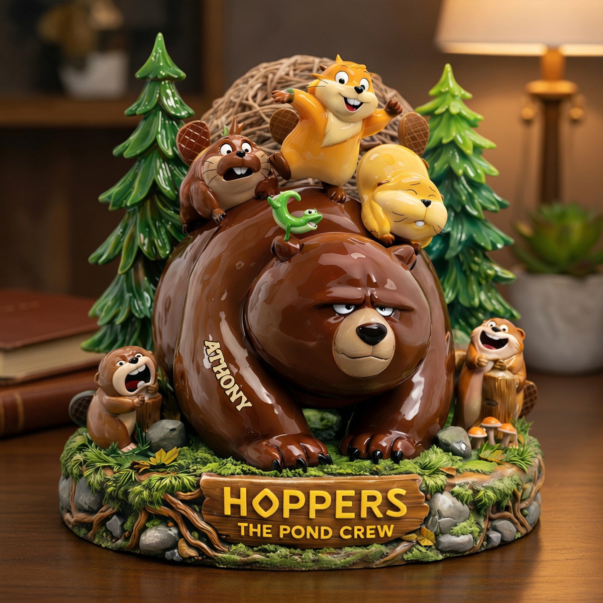 Cute Bear with Otter Friends Acrylic Plaque - Personalized Gifts For Pond Crew Plaque 02TYLU160326-Homacus
