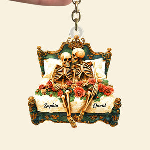 Personalized Gifts For Couple Keychain 06ohtn241224 Funny Skull Couple-Homacus