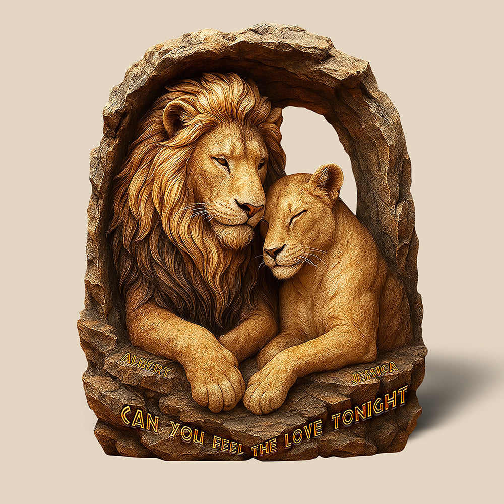 Lion Couple Plaque - Personalized Gifts 04XQQN100425-Homacus