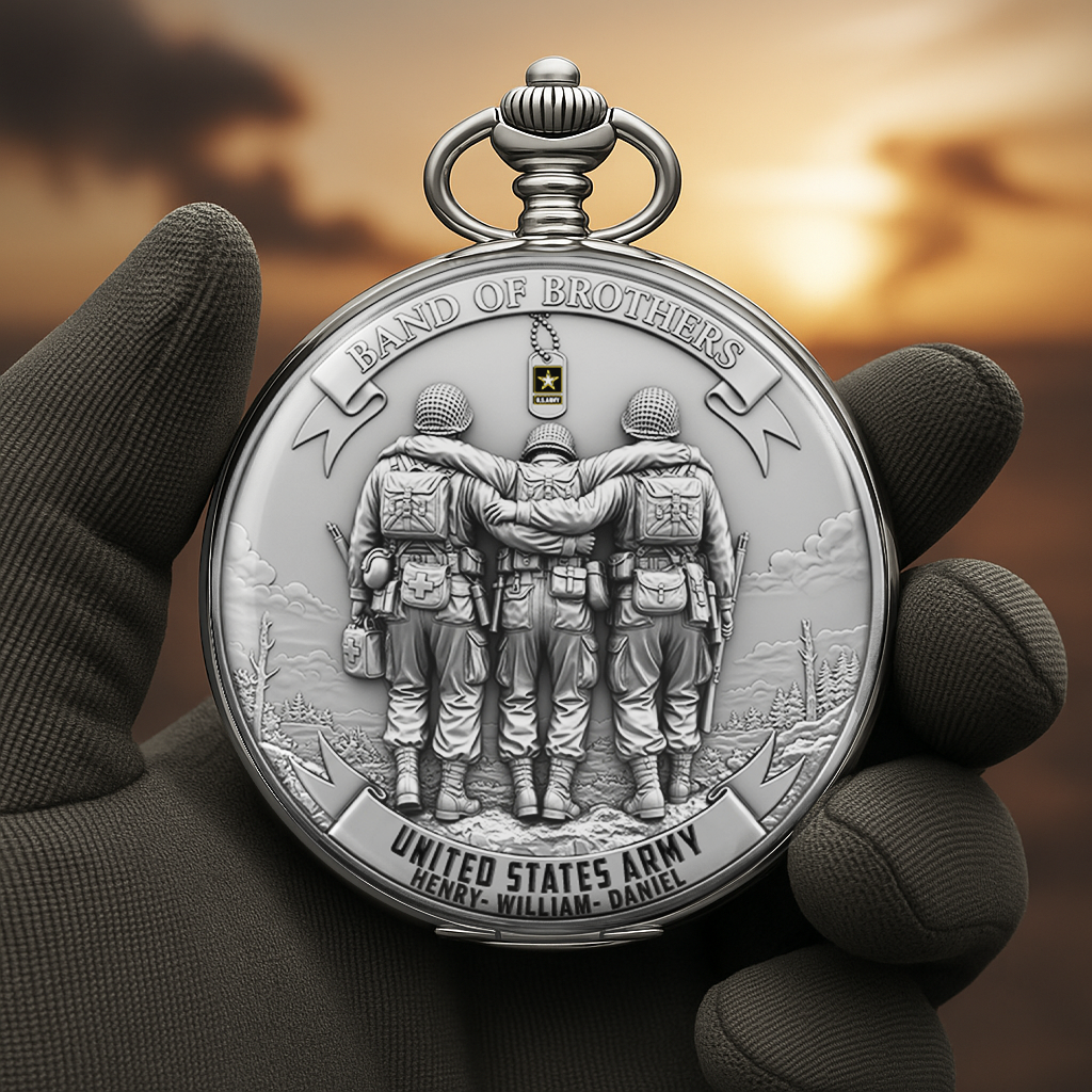 Brotherhood of Arms Pocket Watch - Personalized Gift For Veteran 01OHLU230625-Homacus