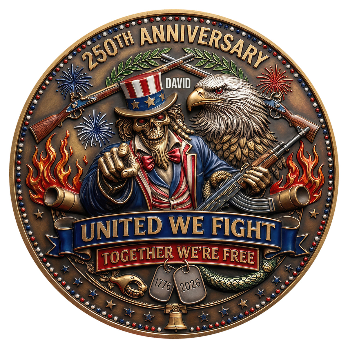 Celebrated America 250th Anniversary Printed Metal Coin - Personalized Gifts 03tyqn240326-Homacus