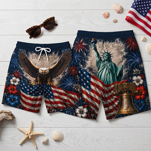 USA Patriotic Men's Beach Shorts - Personalized Gifts For Him 05totn040726