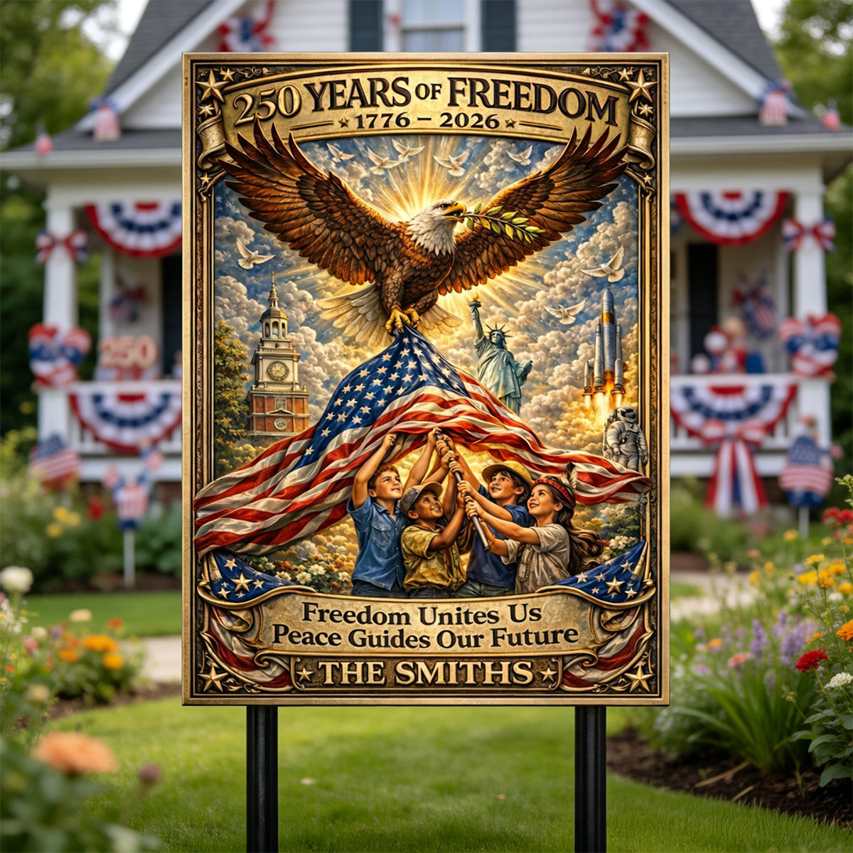 America 250th Anniversary Metal Sign - Personalized Gifts For Patriots 02tytn110326-Homacus
