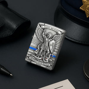 Saint Michael Protect Us - Personalized Lighter For Police Officer, Captain, Sheriff-Homacus