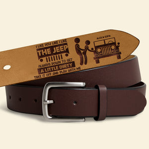 Personalized Gifts For Husband Leather Belt With Secret Message 04OHMH110624 Off Road Couple-Homacus