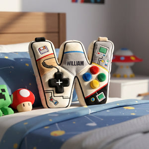 Game Controller Initials Letter Pillow - Personalized Gifts For Kids 01NATN151225-Homacus