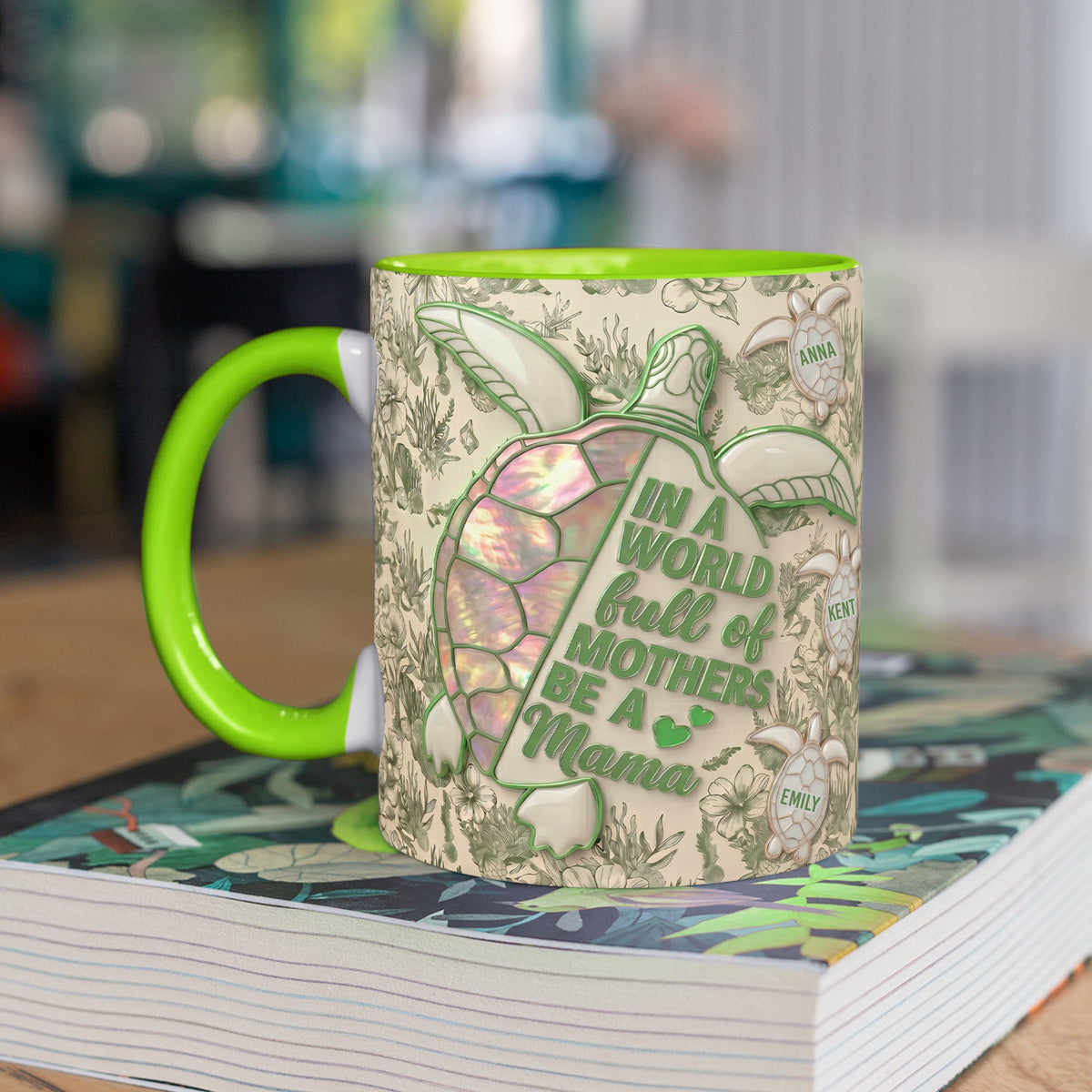 Mama Turtle & Her Babies Accent Mug - Personalized Gifts For Moms 03PAQN150426-Homacus