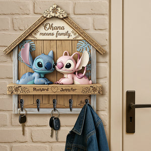 Cartoon Couple Wood Key Hanger - Personalized Gifts For Couple 05ohqn290525-Homacus