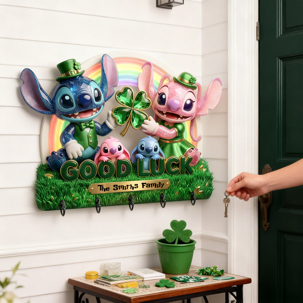 Lucky Family Acrylic Key Hanger - Personalized Gifts For St Patrick's Day 02PALU230226-Homacus