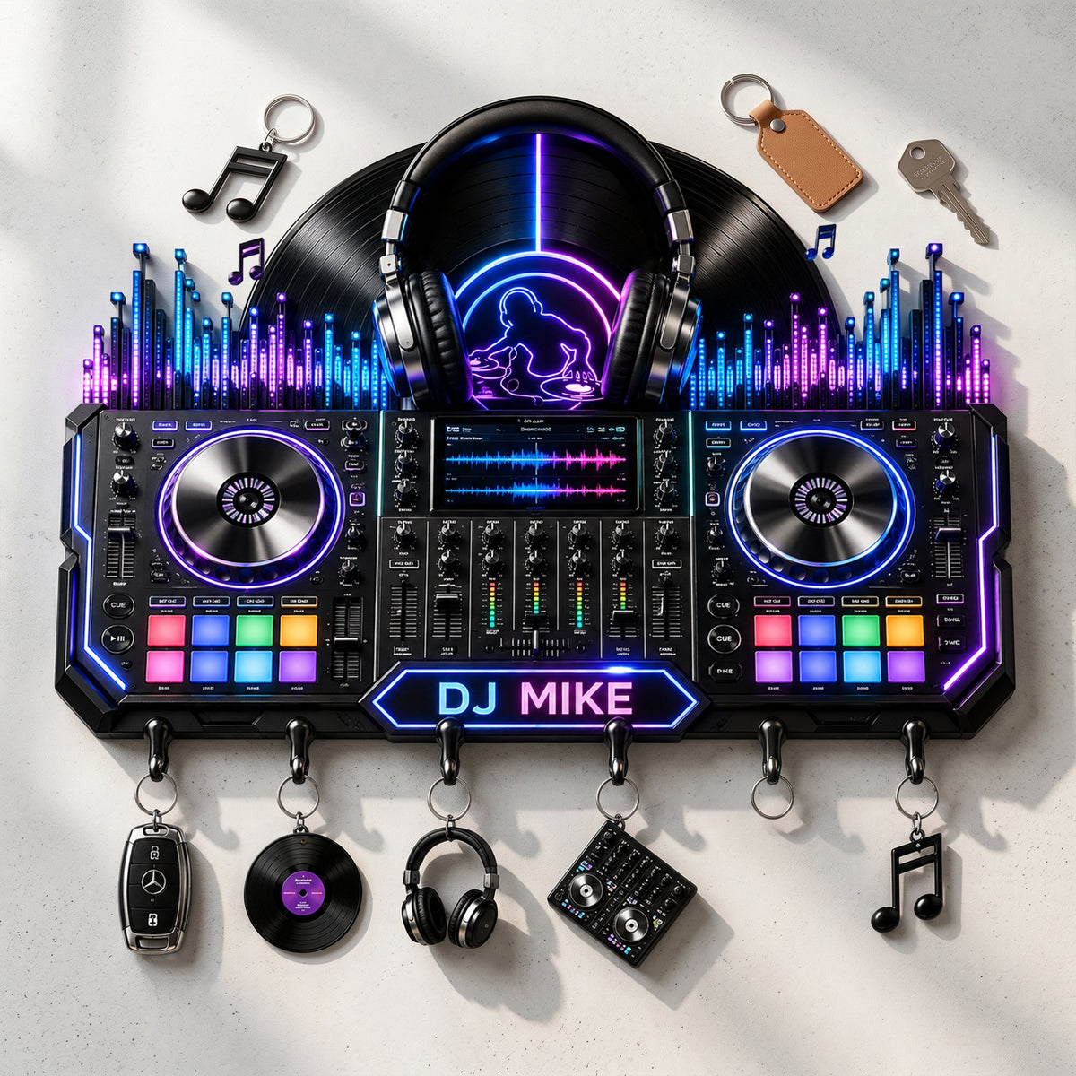 DJ Turntable Key Hanger - Personalized Gifts For Beat Makers 03NALU120626