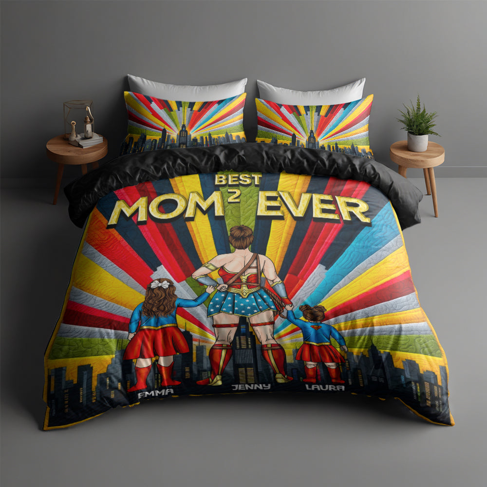 Personalized Gifts For Super Mom Quilt Bedding Set Special Line, Best Mom Ever 03TGLU130125PA-Homacus