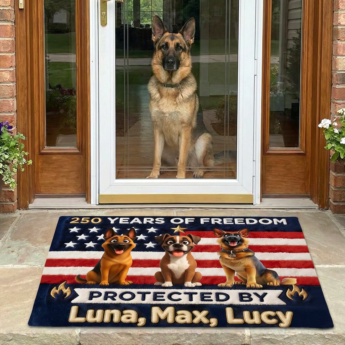 Brave Dogs Doormat - Celebrated America 250th Anniversary - Personalized Gifts For Dog Lovers 02naqn270326-Homacus