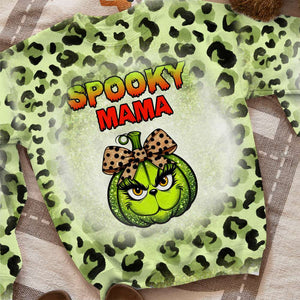 Personalized Gifts For Mama Sweatshirt Halloween Leopard Green Pumpkin 01XQMH220824-Homacus