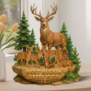 Festive Buck Family Plaque – Custom Christmas Gifts For Outdoor-Loving Dad 03naqn150425-Homacus