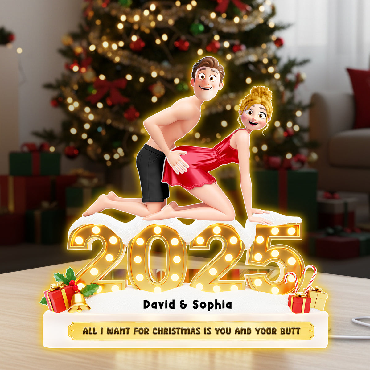 Naughty Couple Christmas Acrylic Light Box 05ohlu301025 - Personalized Gifts For Couple-Homacus