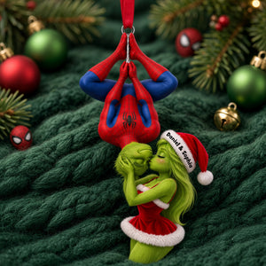 Mischievous Upside Down Kiss Couple Ornament - Personalized Christmas Gifts 05hulu231026-Homacus
