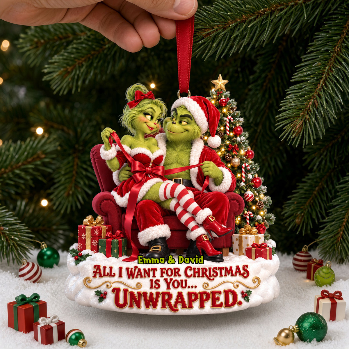 Mischievous Christmas Couple Acrylic Ornament - Personalized Gifts For Couple 03TOLU290926