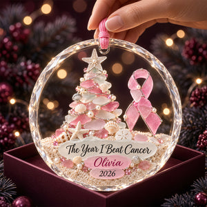 Breast Cancer Fighter Crystal Christmas Ornament, Personalized Gifts For Her 04qhdt250926