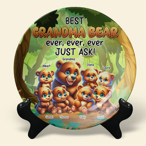 Personalized Gifts For Bear Mom Round Plate Best Mom Bear Ever 02XQQN120325-Homacus