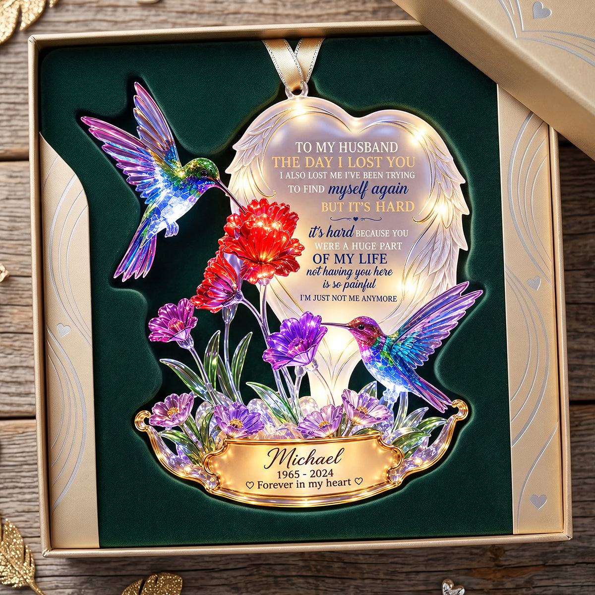 A Part In Heaven Hummingbird Couple Ornament - Personalized Keepsake To Remember The Departed One 05QHTA141026-Homacus