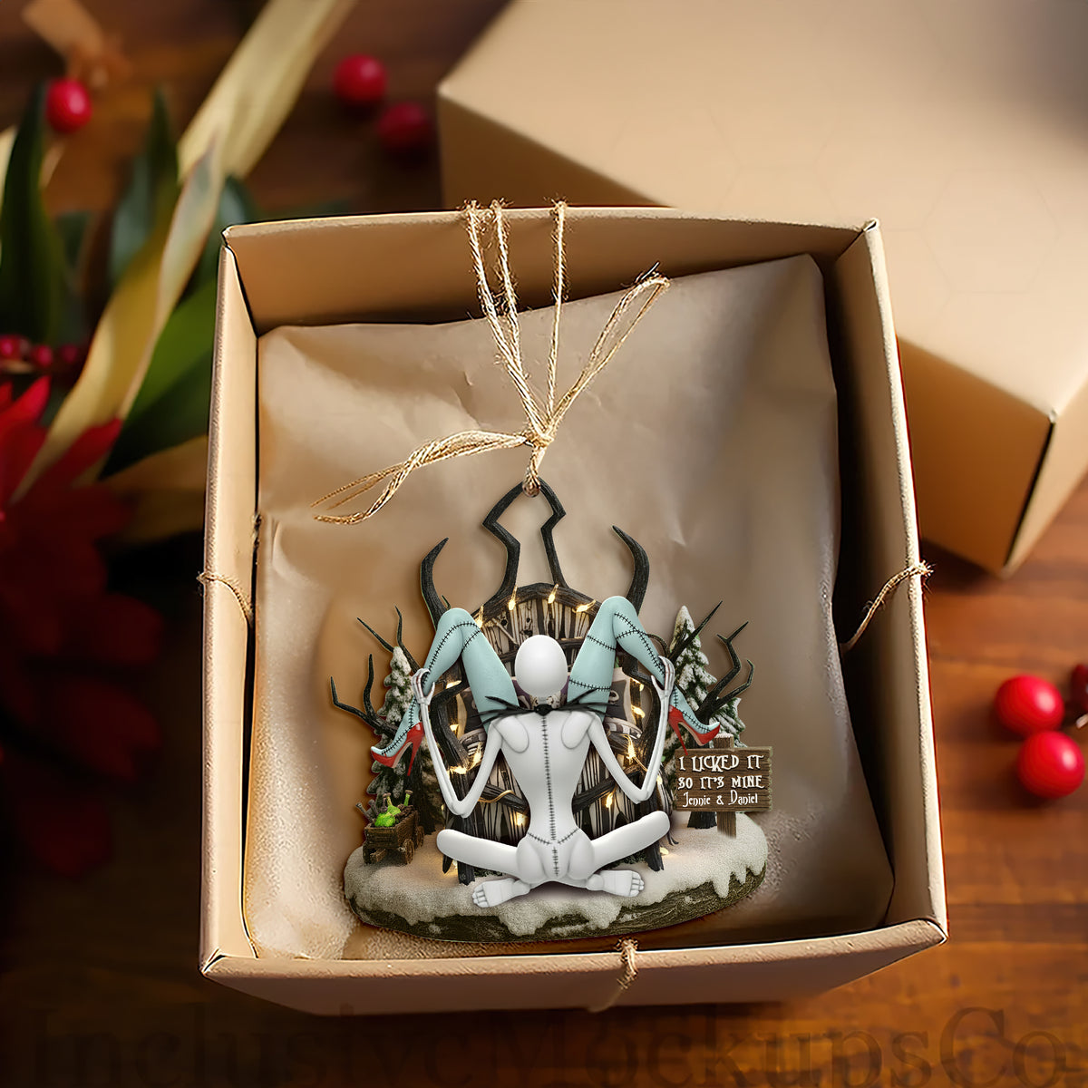 Naughty Skull Couple Ornament - Personalized Christmas Gift For Couples 02TGLU230925-Homacus
