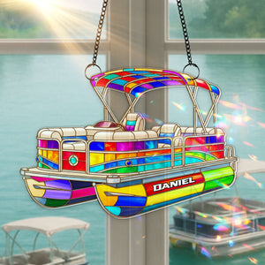 Colorful Pontoon Boat Suncatcher - Personalized Christmas Gifts For Pontoon Lovers 03PGLU280725-Homacus