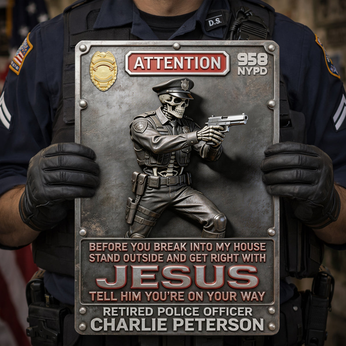 Police Warning Metal Sign - Personalized Gifts For Police Officers 04kilu050326-Homacus