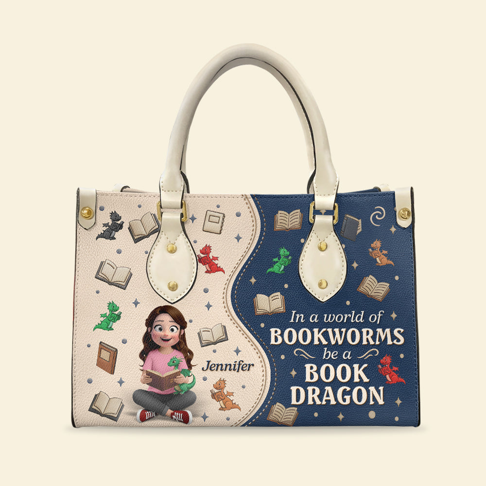 Book And Dragon Leather Bag - Personalized Gifts For Book Lovers 04naqn291225-Homacus