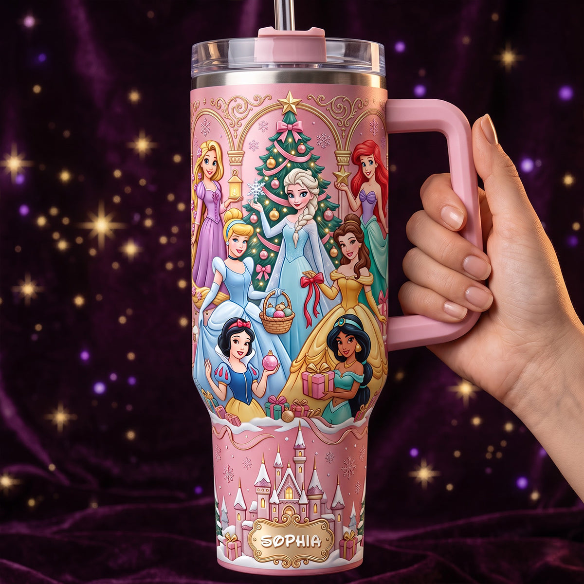 Lovely Fairy Tale Princesses Colorful 40oz Tumbler With Handle - Personalized Christmas Gifts 06tydt171026